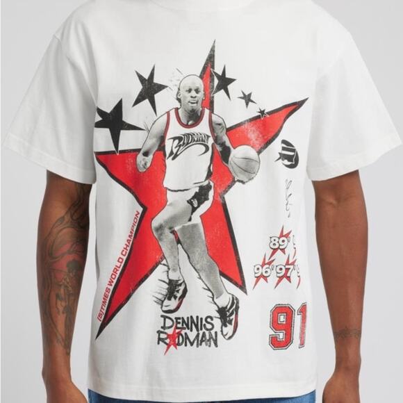 Dennis Rodman 5 time champs ID Supply graphic tee large Nordstrom - Picture 1 of 13